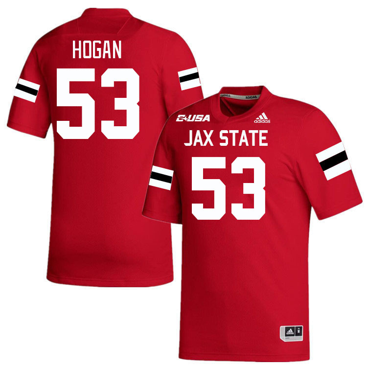 #53 Luke Hogan Jacksonville State Gamecocks College Football Jerseys Stitched-Red